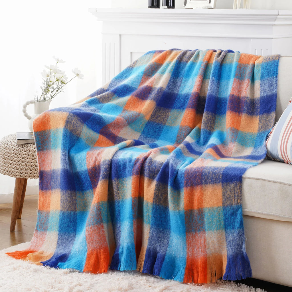 Plaid Throw Blanket for Home Décor