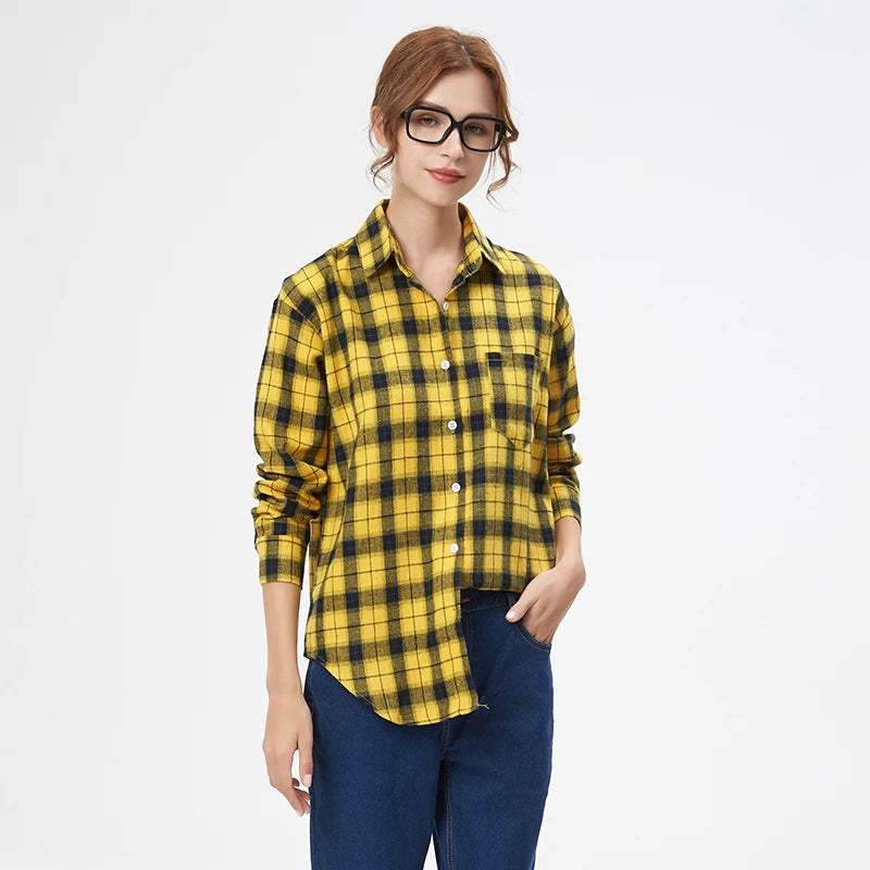 Women’s Plaid Casual Button-Up Shirt