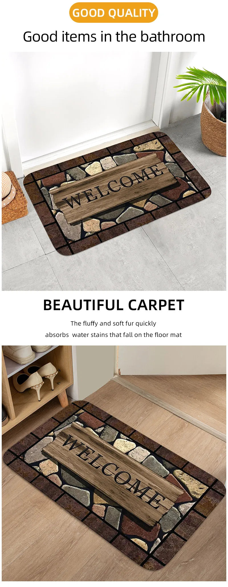 Floral Print Anti-Slip Door Mat