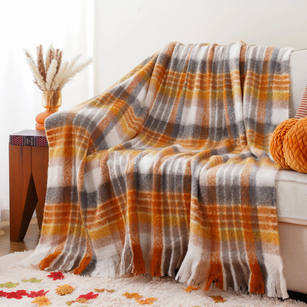 Plaid Throw Blanket for Home Décor
