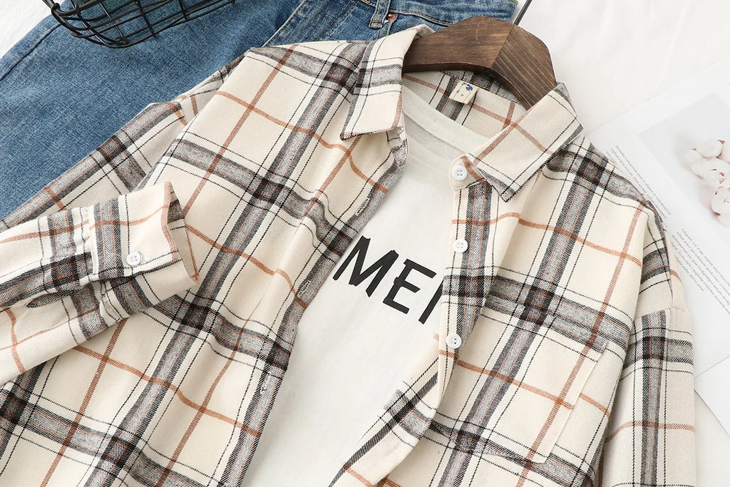 Women’s Plaid Casual Button-Up Shirt