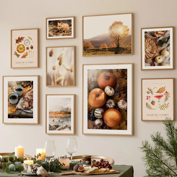 Autumn Forest Tree Sunlight Canvas Wall Art