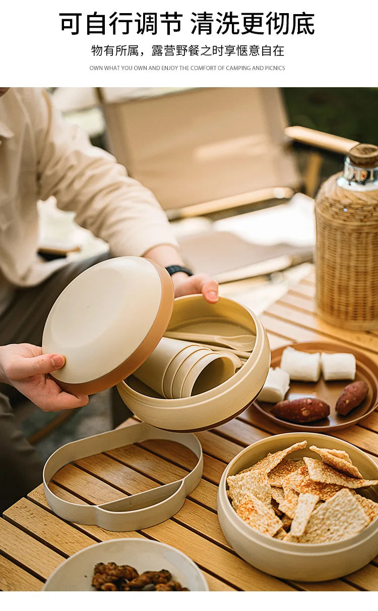 Outdoor Disposable Tableware, Portable Set, Camping Equipment Supplies, Plates, Essential Dishes for Picnics, Chopsticks, and A