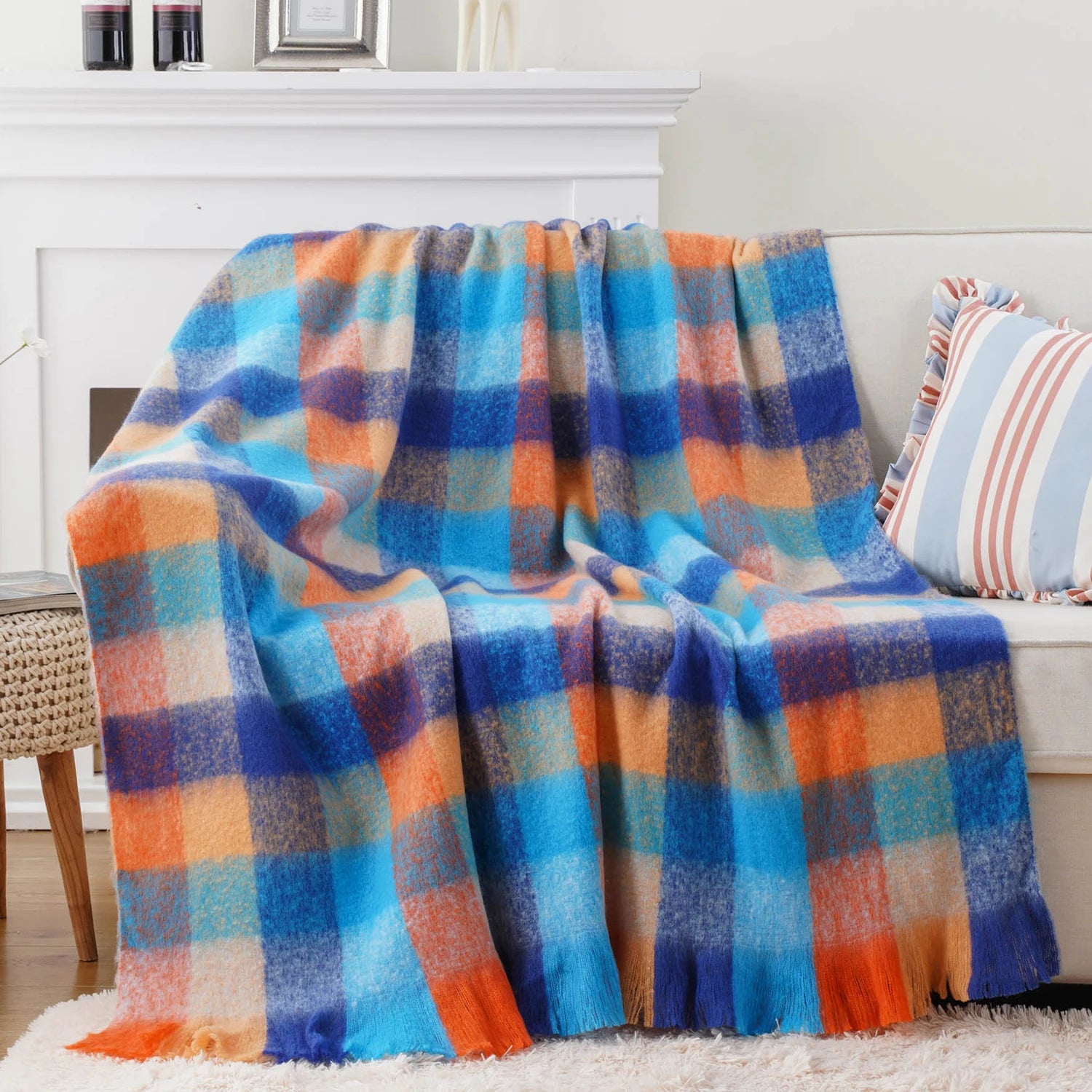 Plaid Throw Blanket for Home Décor