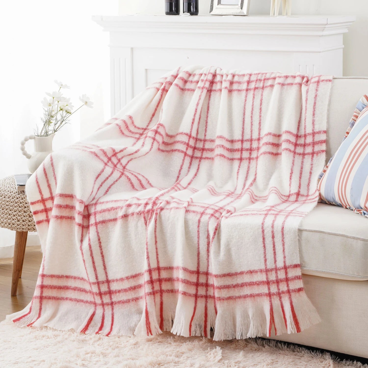 Plaid Throw Blanket for Home Décor