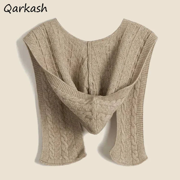 Hooded Knit Shawl Scarf for Women
