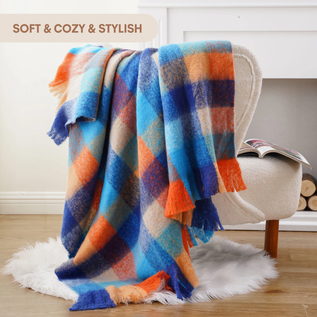 Plaid Throw Blanket for Home Décor