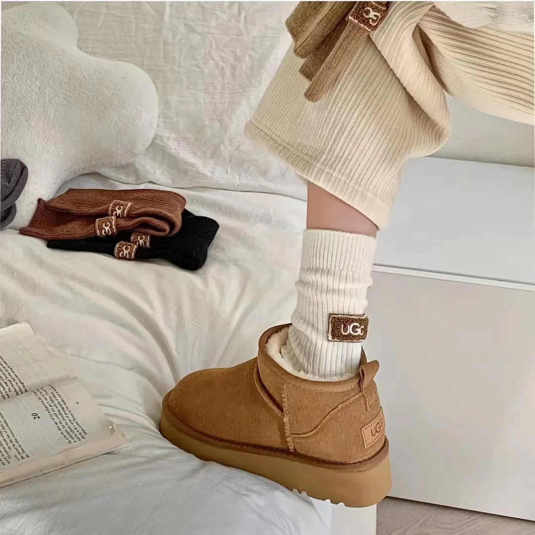 Casual Knit Warm Letter Socks (2-Pack)