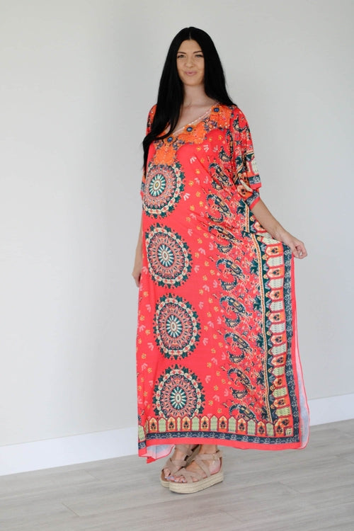 Mexican Summer Kaftan Maxi Dress