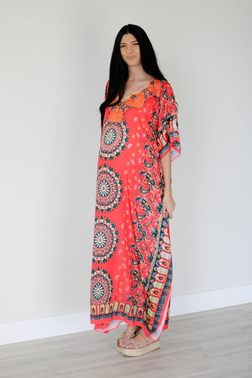 Mexican Summer Kaftan Maxi Dress