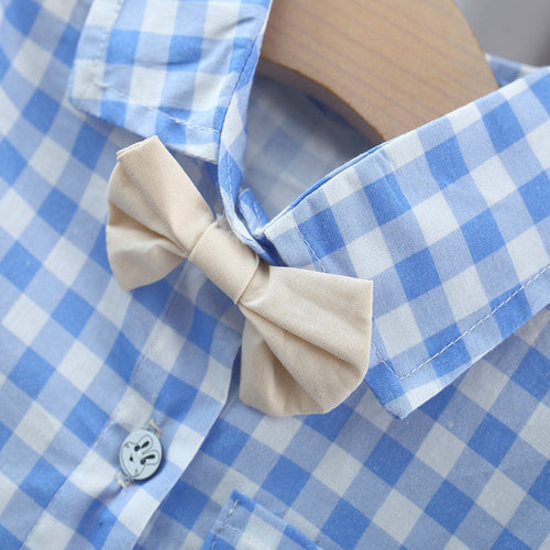 Boys Blue Plaid Summer Shirt & Shorts Set